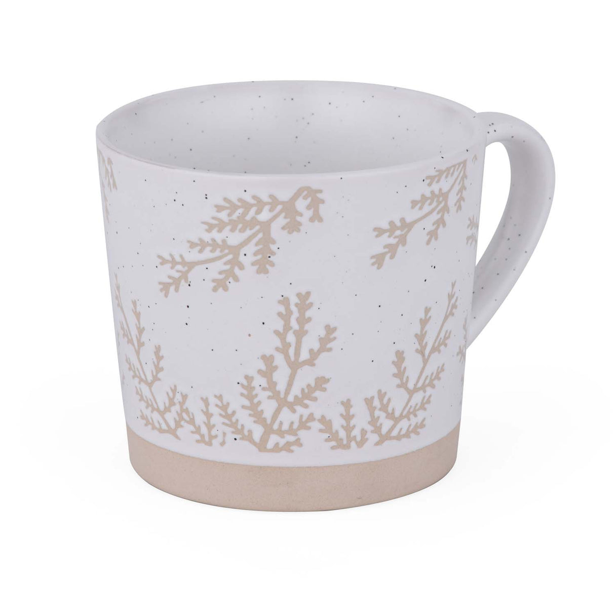 Leaf Design 400 ml Ceramic Coffee Mug- Beige