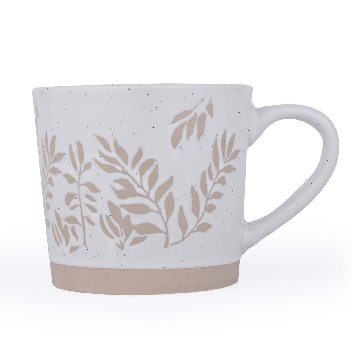 Leaf Design 400 ml Ceramic Coffee Mug- Beige