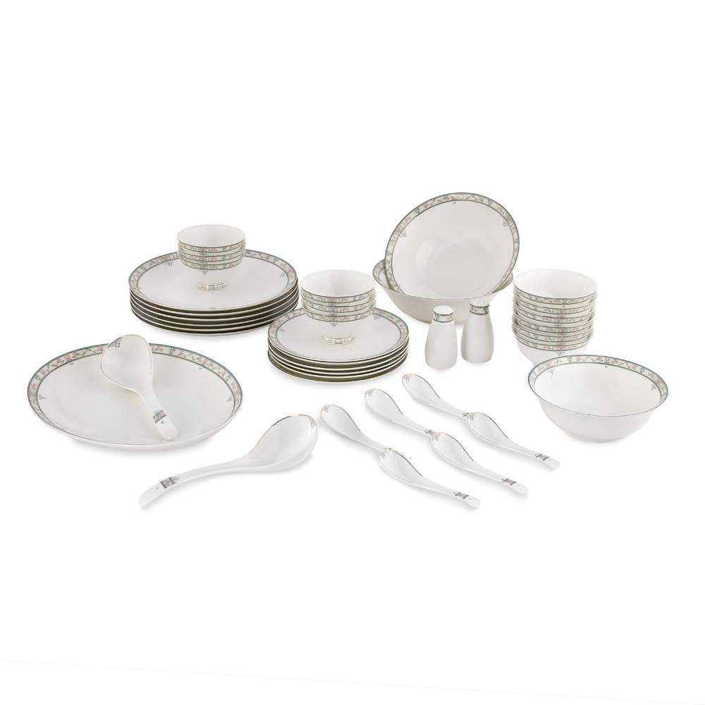 38 Pieces Florim Porcelain Dinner Set- White and Green