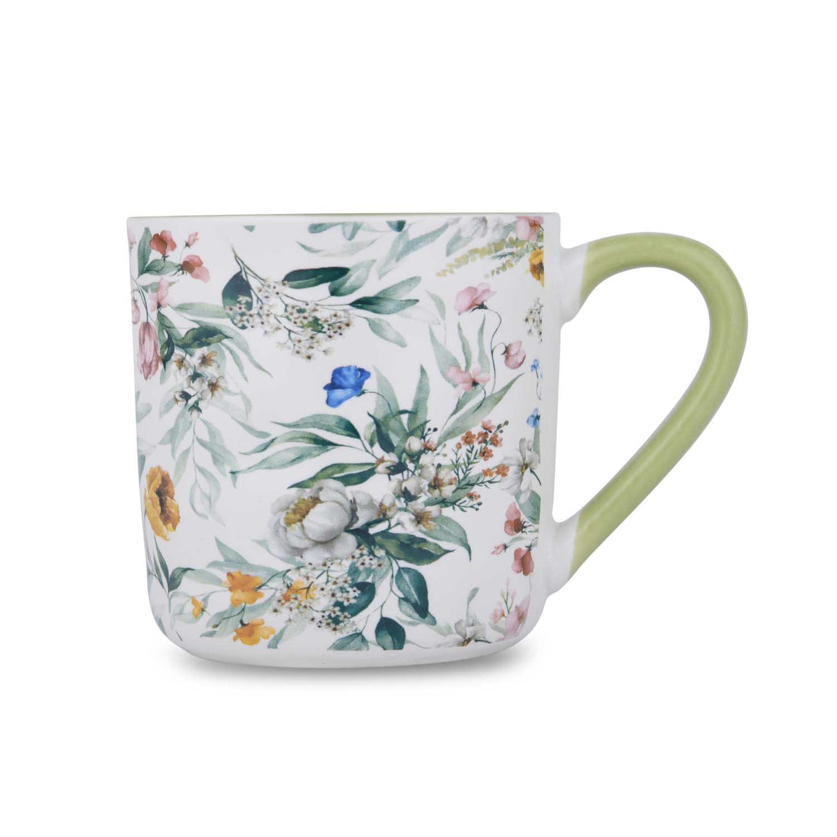 Tropical Design 400 ml Ceramic Coffee Mug- White