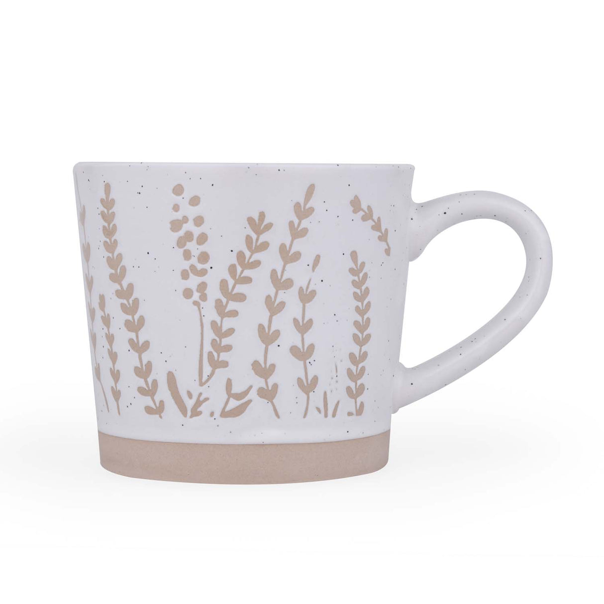 Leaf Design 400 ml Ceramic Coffee Mug- Beige