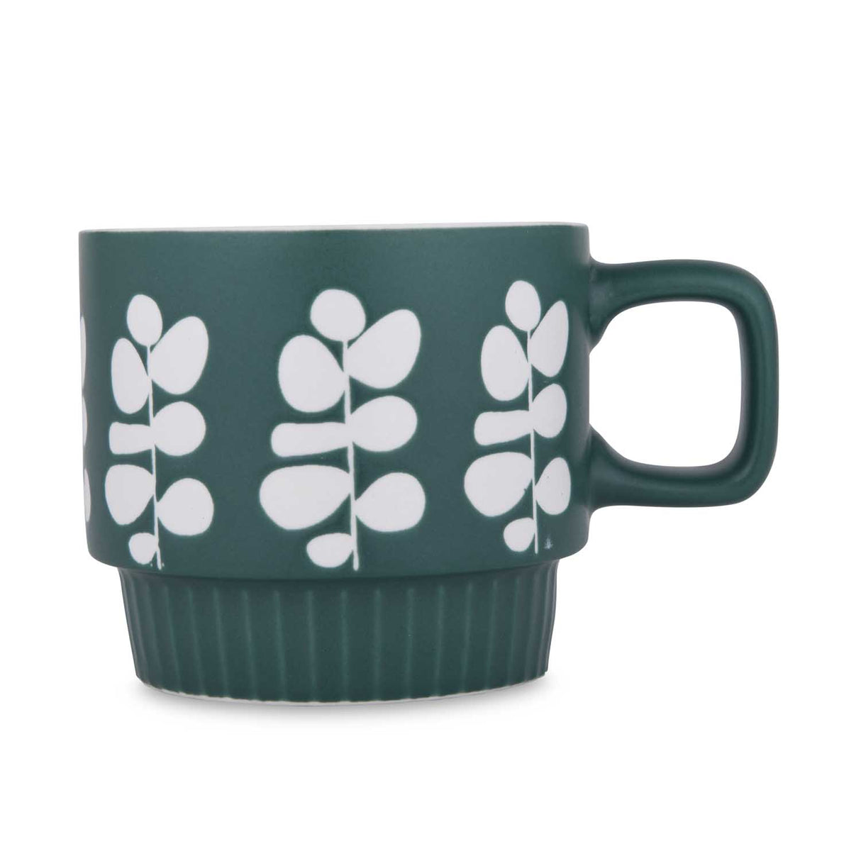 Botanical Design 380 ml Ceramic Coffee Mug- Green