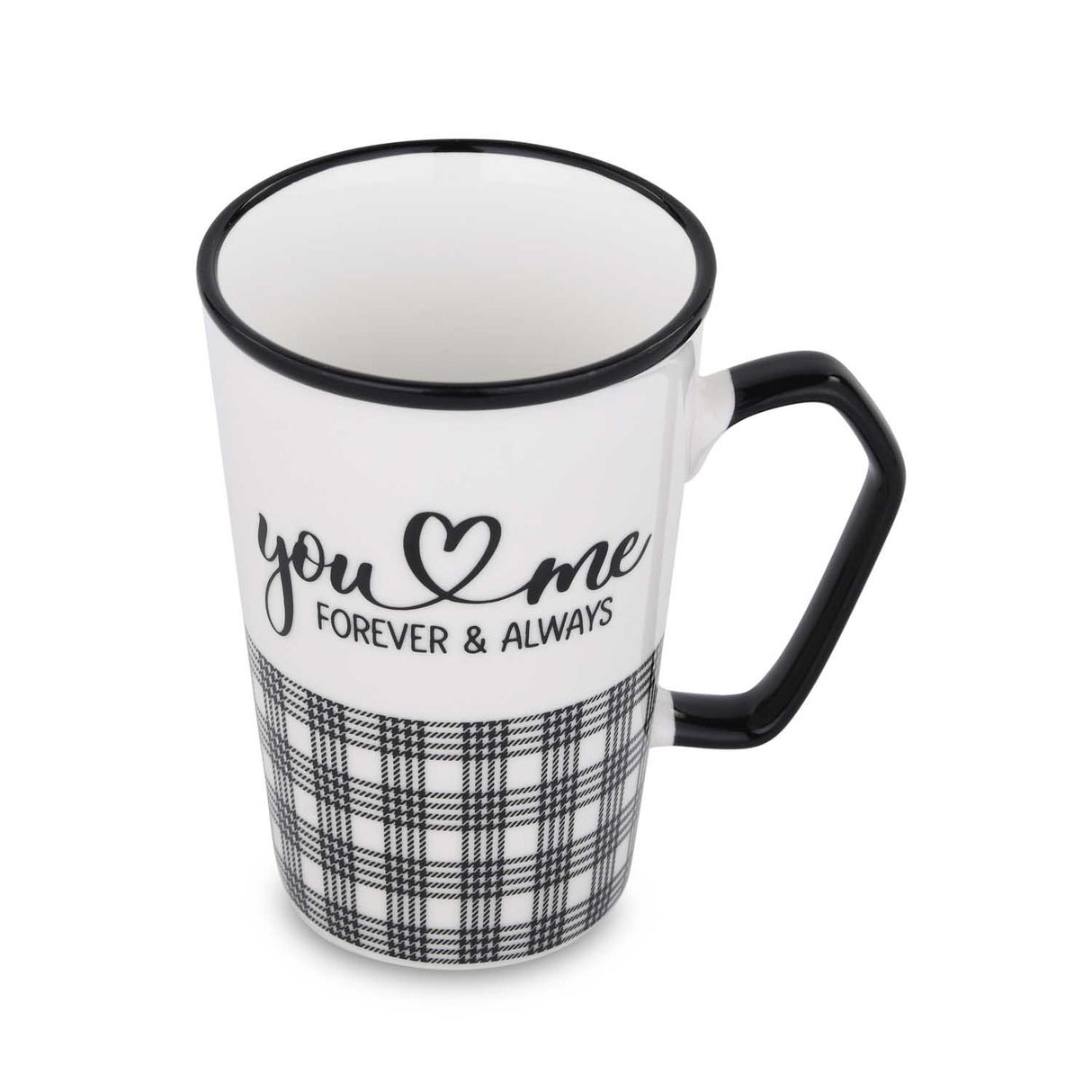 You & Me Printed 450 ml Ceramic Coffee Mug- Black & White