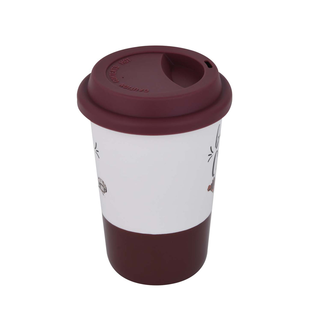 But First Coffee Printed 420 ml Ceramic Coffee Mug with Lid- Brown