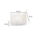 Abstract Ceramic Bowls and Spoons Set of 8- White