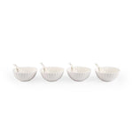 Round Ceramic Bowls and Spoons Set of 8- White