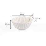 Round Ceramic Bowls and Spoons Set of 8- White