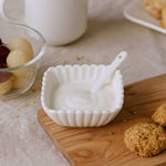 Square Ceramic Bowls and Spoons Set of 8- White