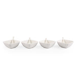 Square Ceramic Bowls and Spoons Set of 8- White
