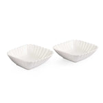 Abstract Ceramic Design Serving Bowls Set of 2- White
