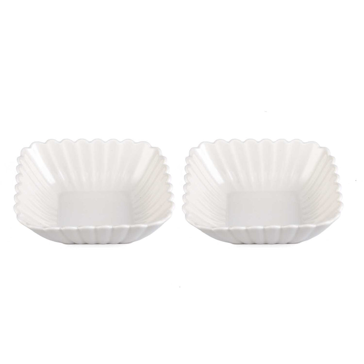 Abstract Ceramic Design Serving Bowls Set of 2- White