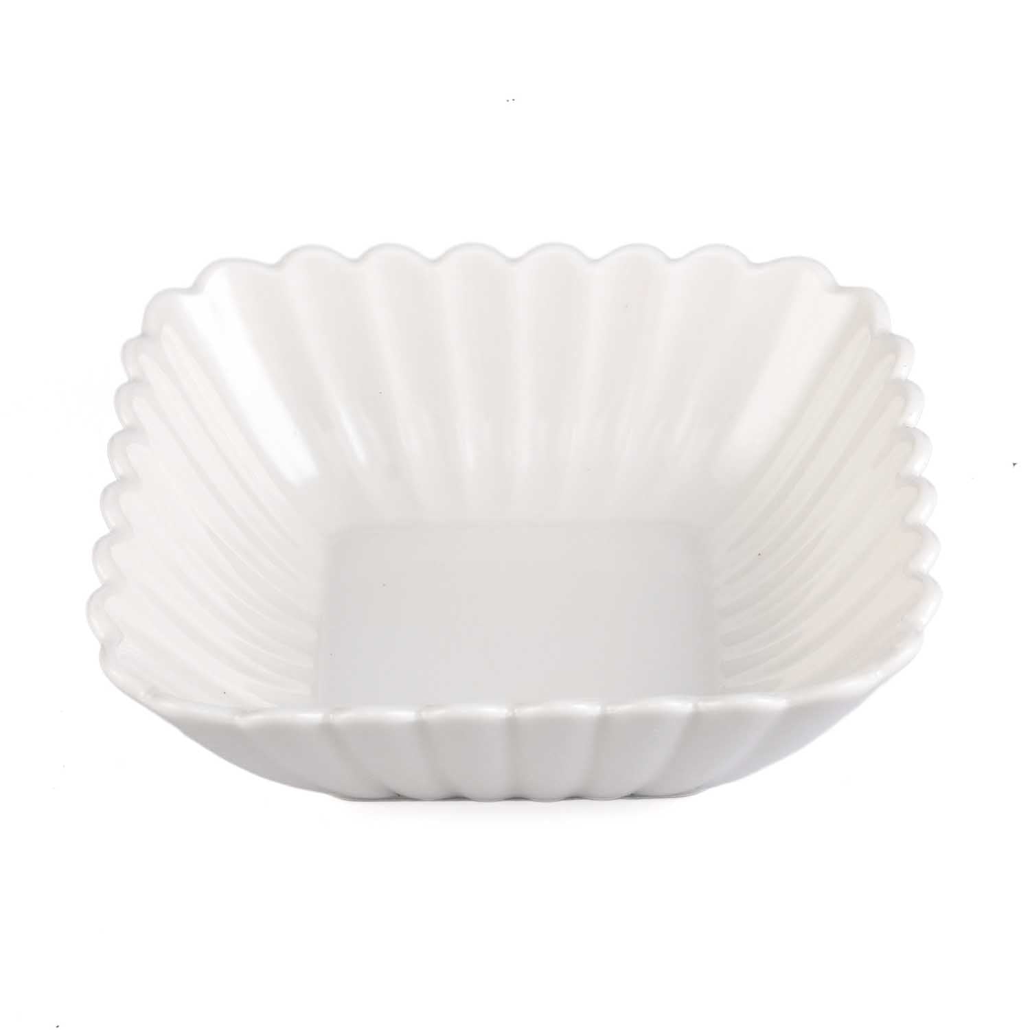 Abstract Ceramic Design Serving Bowls Set of 2- White