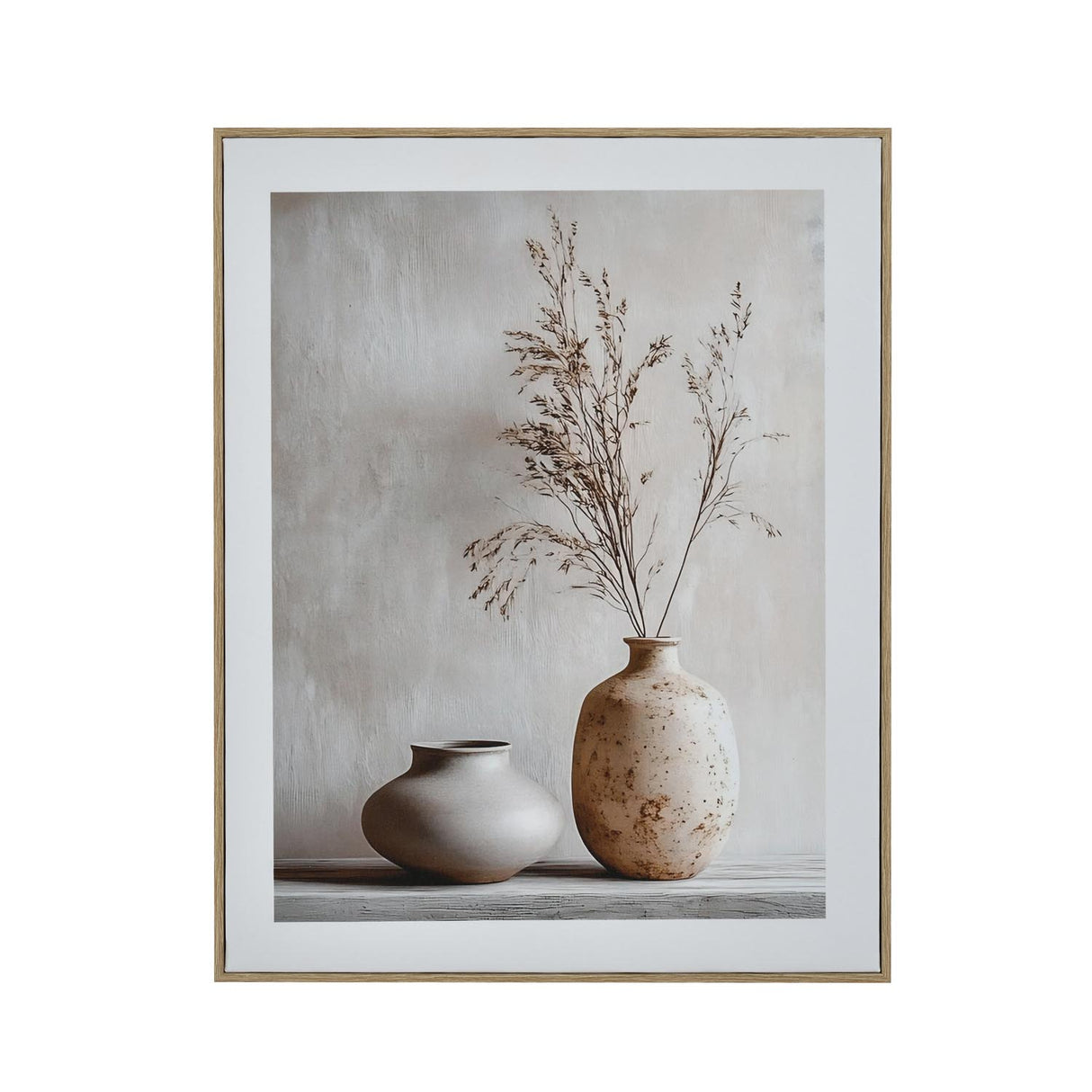 Drystick Vase Still Life Canvas Wall Painting- Brown & Grey