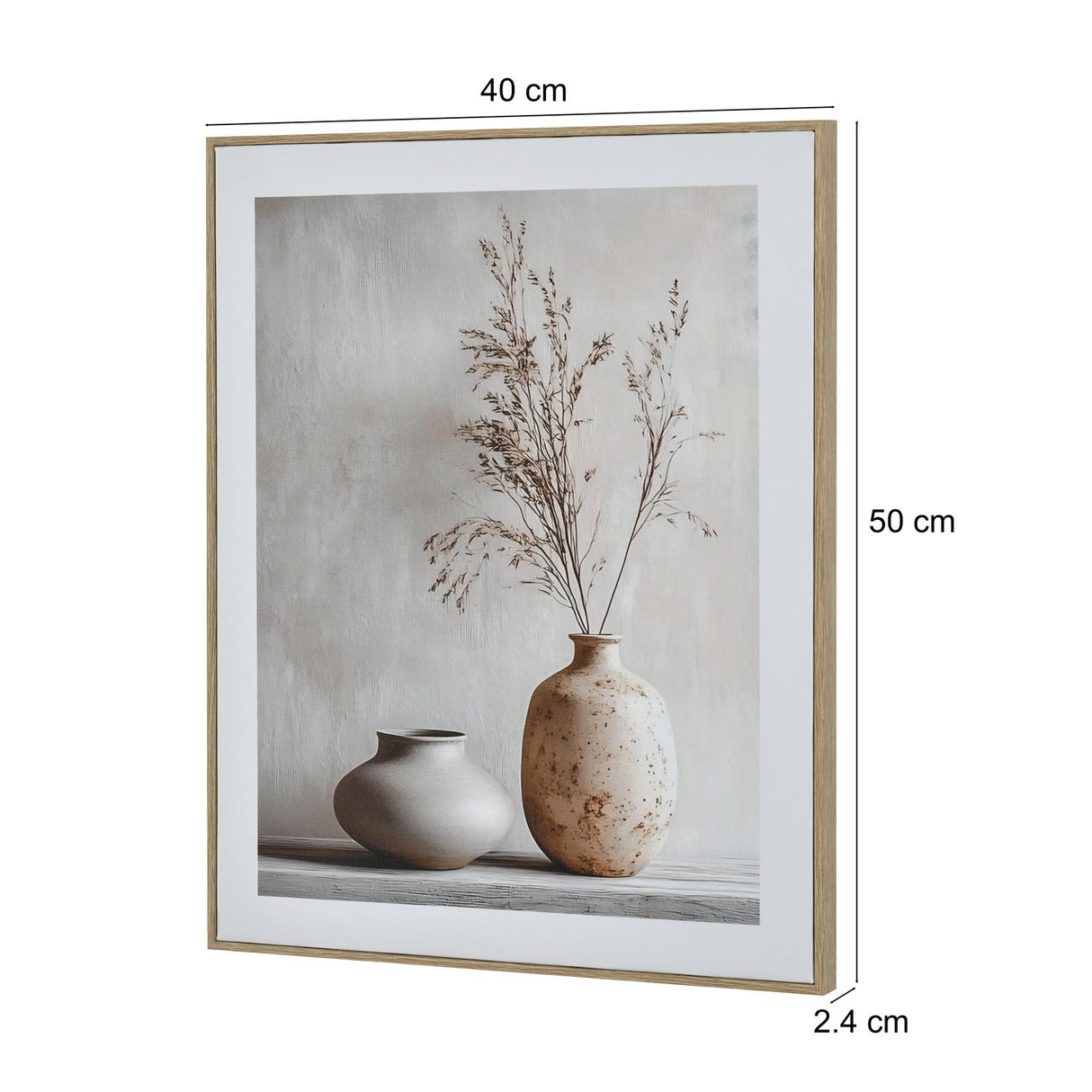 Drystick Vase Still Life Canvas Wall Painting- Brown & Grey