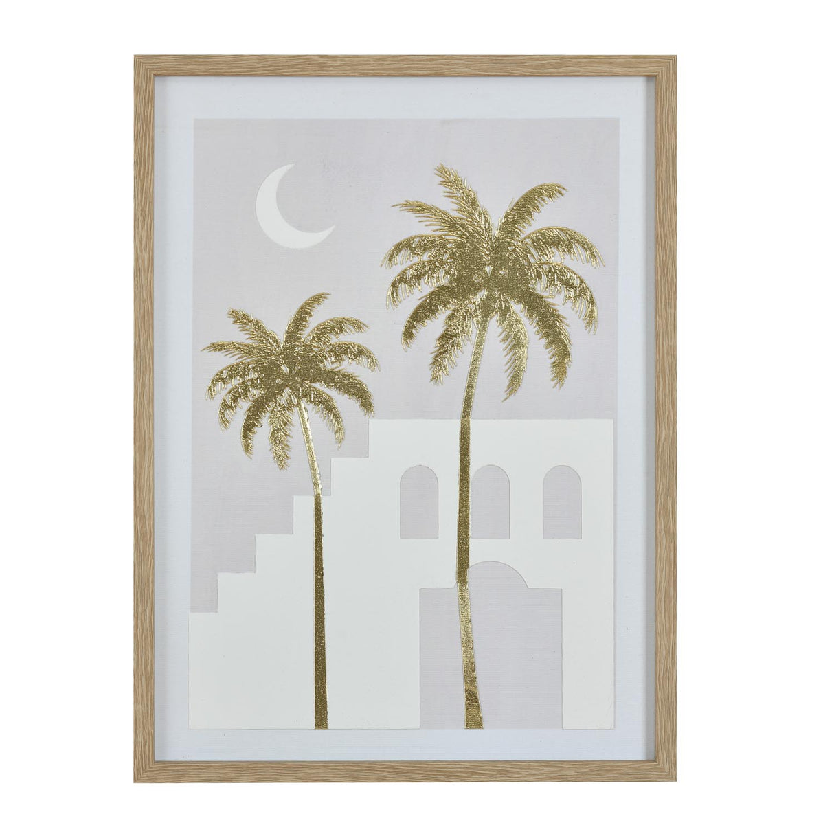 Palm Tree and Staircase Design Canvas Wall Painting- Multicolor