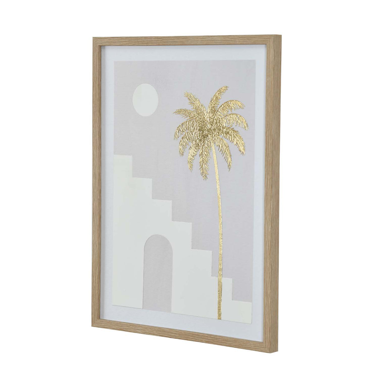 Palm Tree and Staircase Design Canvas Wall Painting- Multicolor