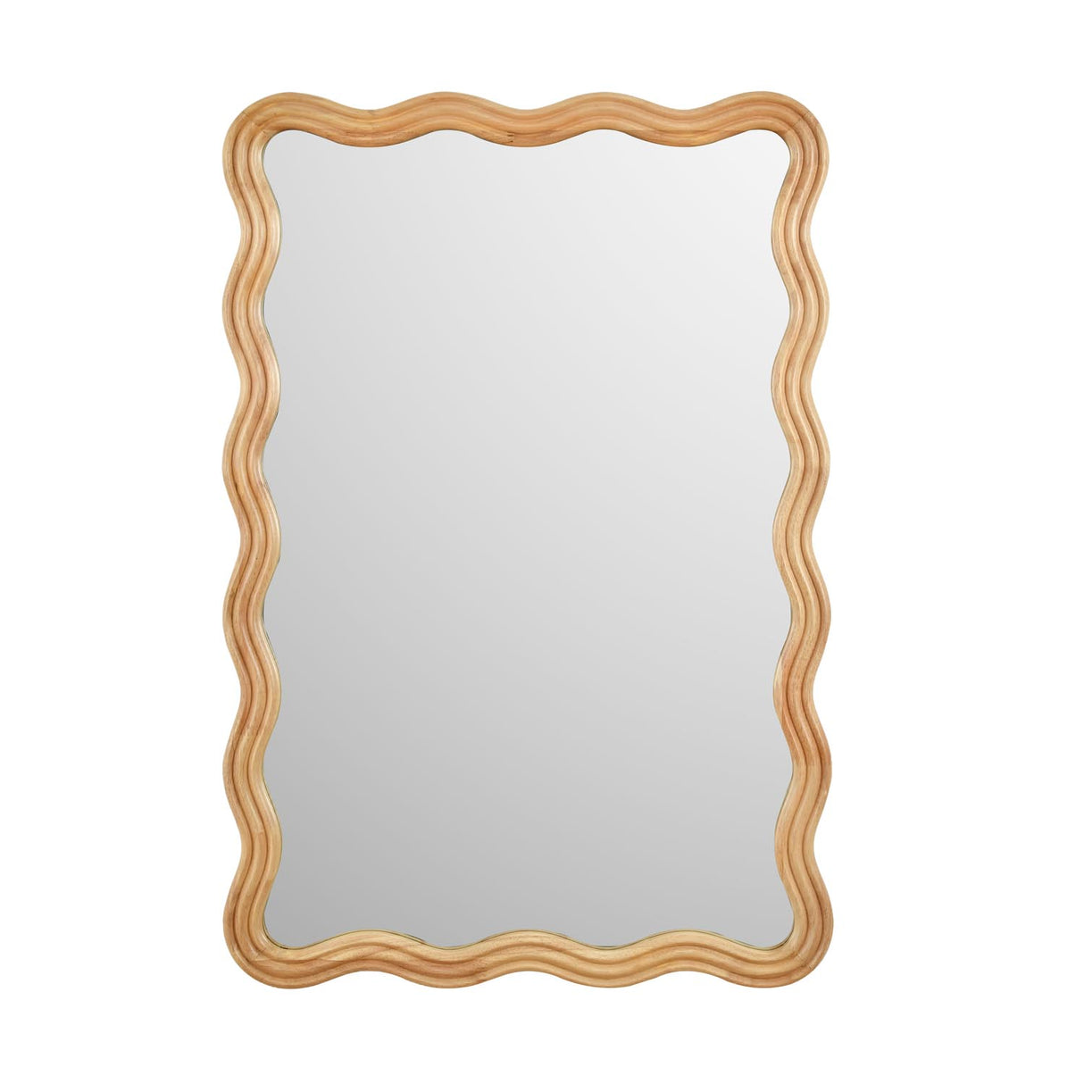 Decorative Wavy Edge Wall Mirror- Brown