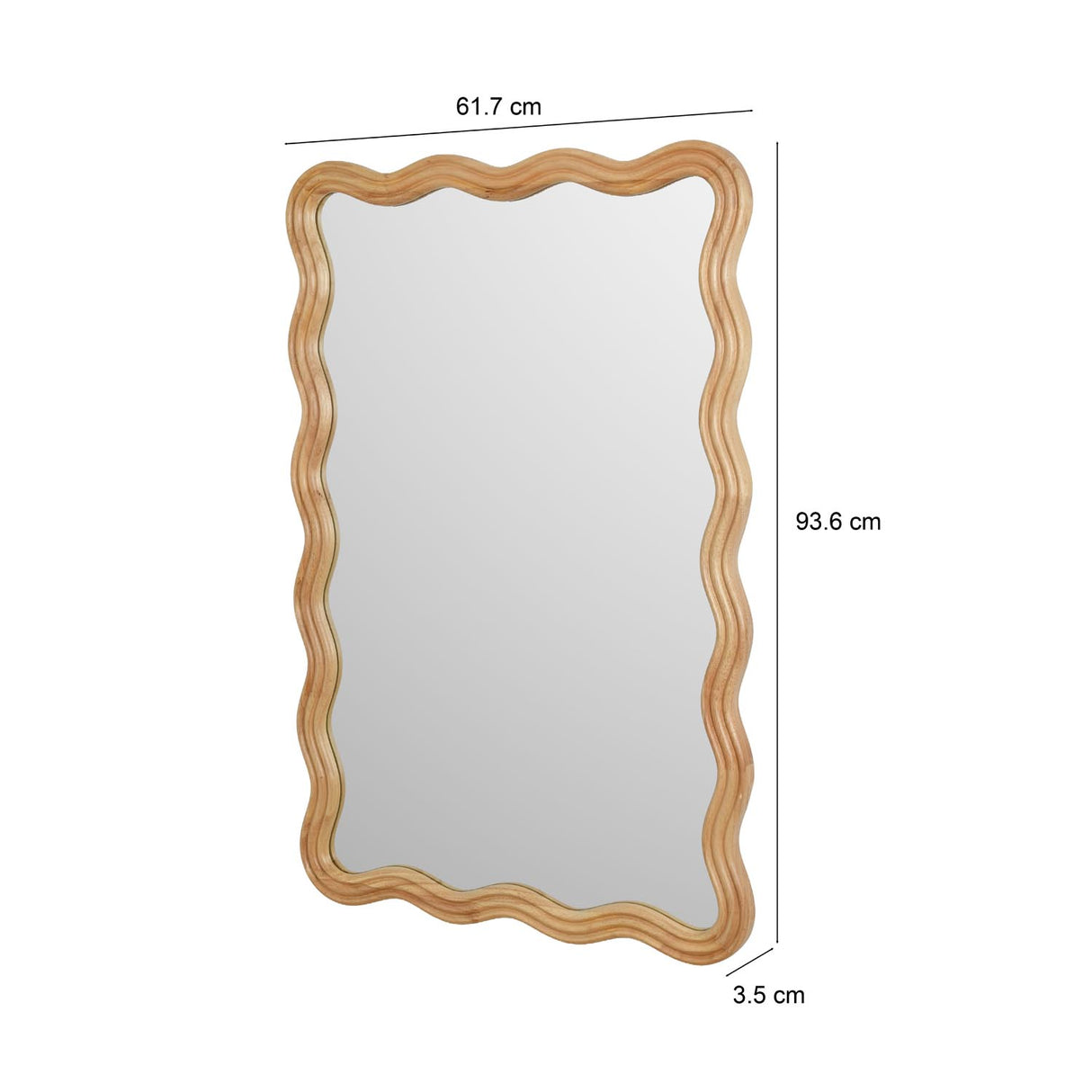 Decorative Wavy Edge Wall Mirror- Brown