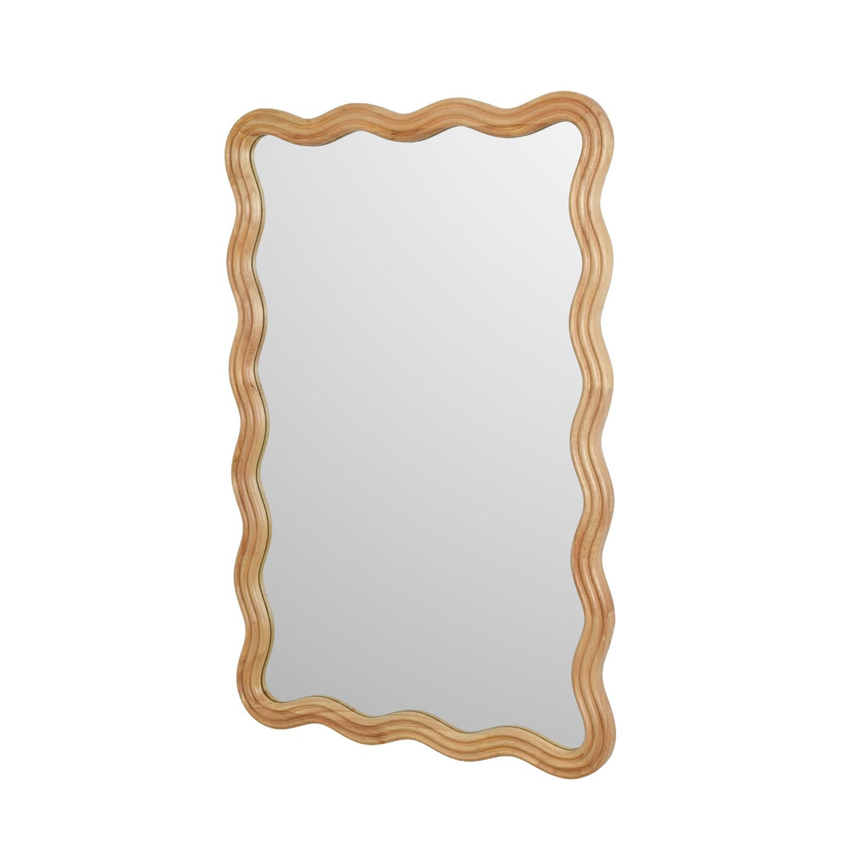 Decorative Wavy Edge Wall Mirror- Brown