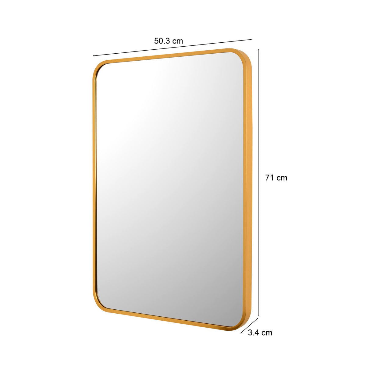 Decorative Rectangular Wall Mirror- Gold