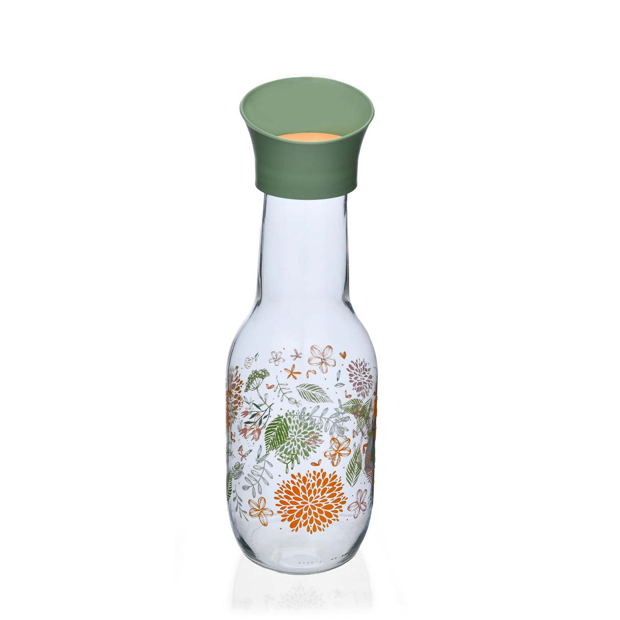 Botanical Print 1000 ml Glass Carafe- Green