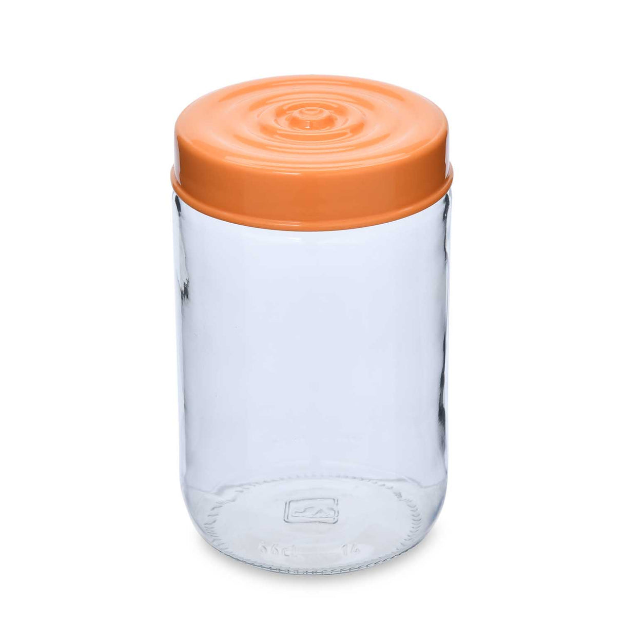 Multipurpose 660 ml Glass Cannister with Lid- Transparent & Orange