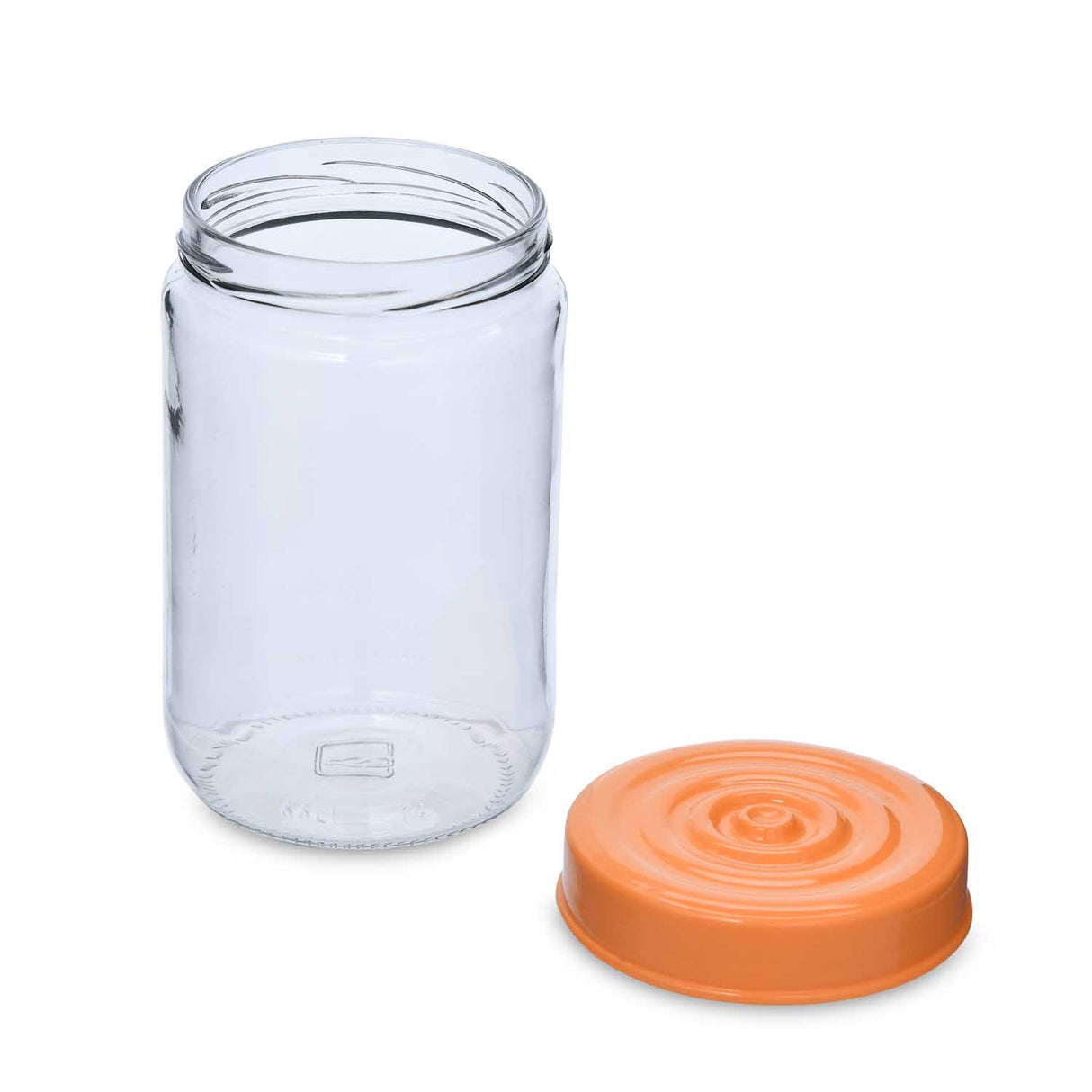 Multipurpose 660 ml Glass Cannister with Lid- Transparent & Orange