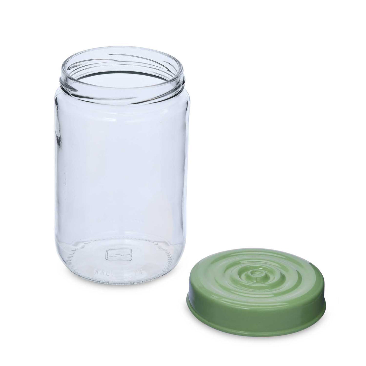 Multipurpose 660 ml Glass Cannister with Lid- Transparent & Green