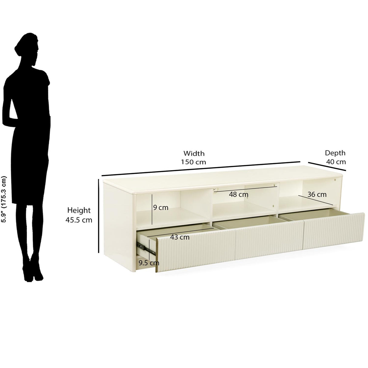 Nix Low Height TV Unit (Ivory White)