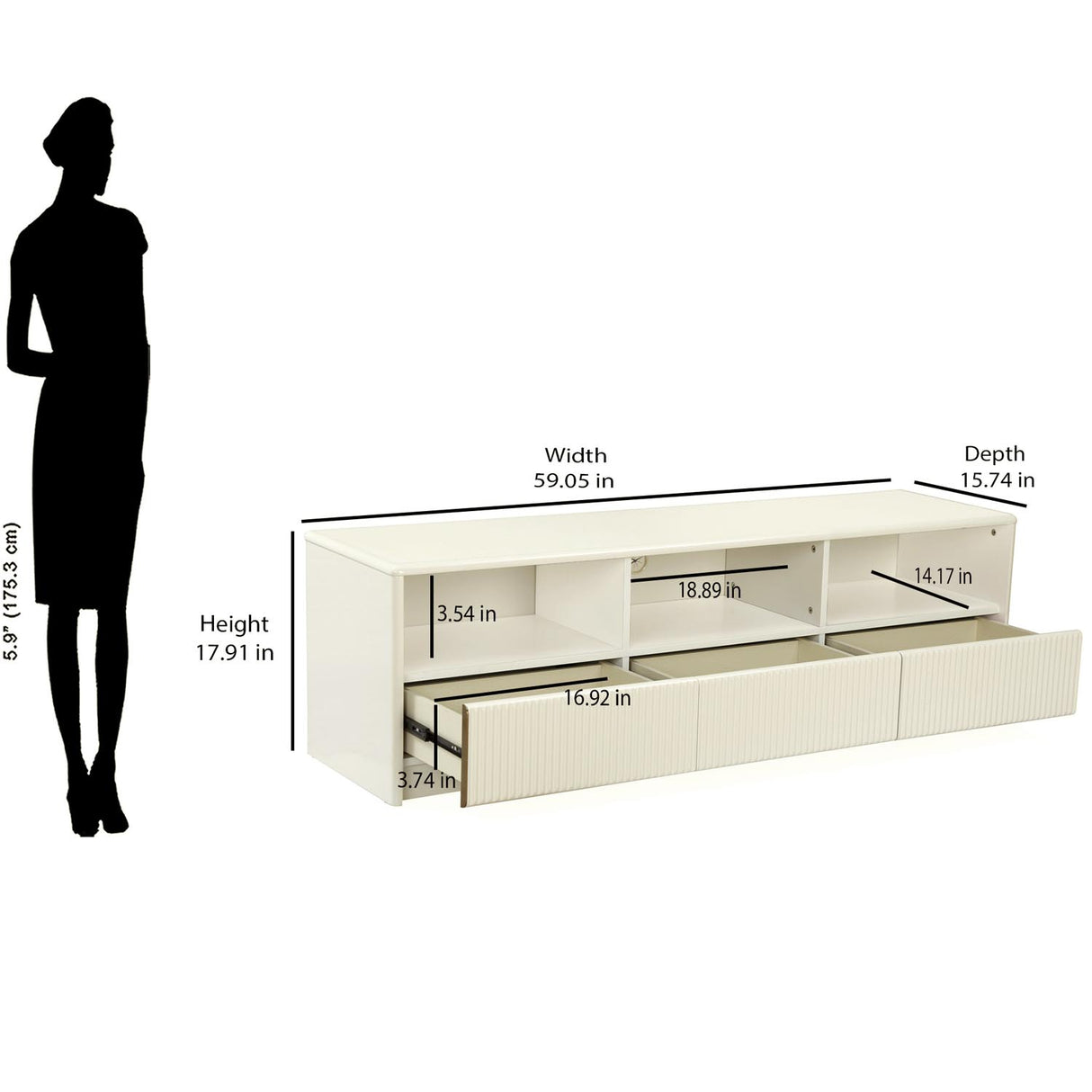 Nix Low Height TV Unit (Ivory White)