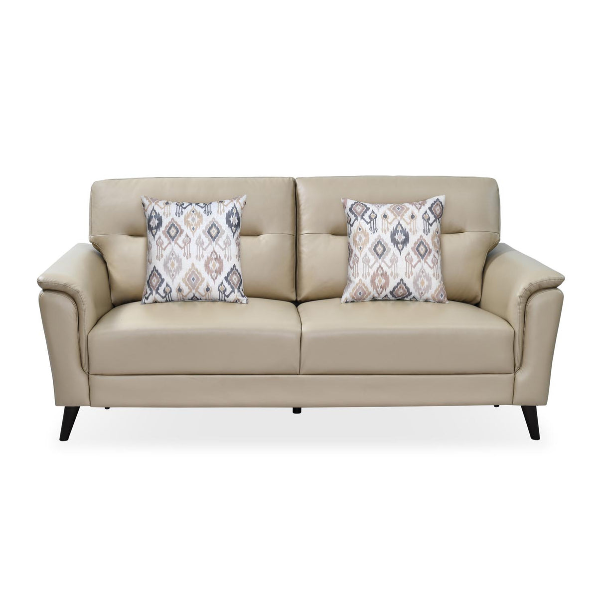 Aiden 3 Seater Leatherette Sofa- Beige