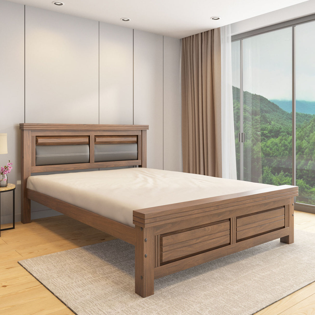 Dexter Solid Wood King Bed without Storage- Cappucino