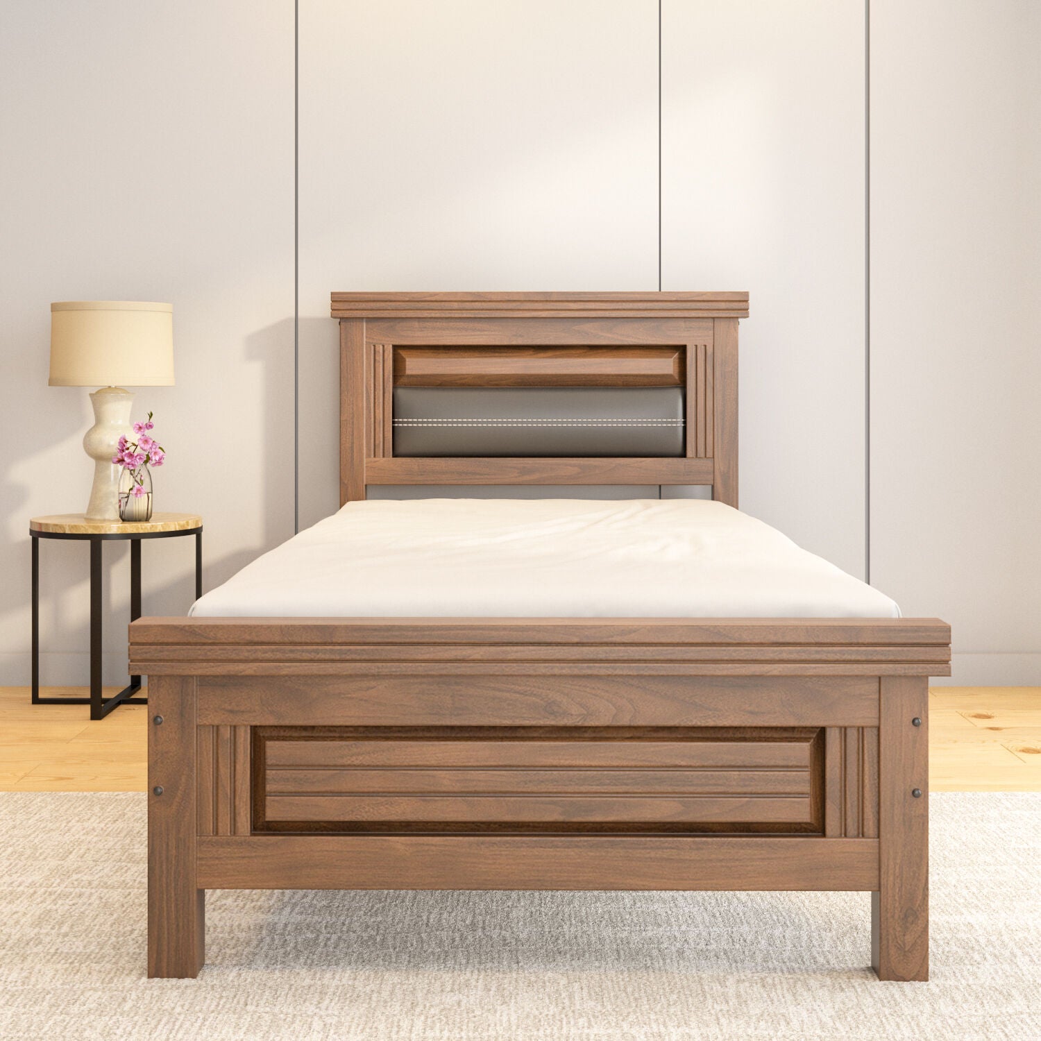 Dexter Solid Wood Single Bed without Storage-Cappucino