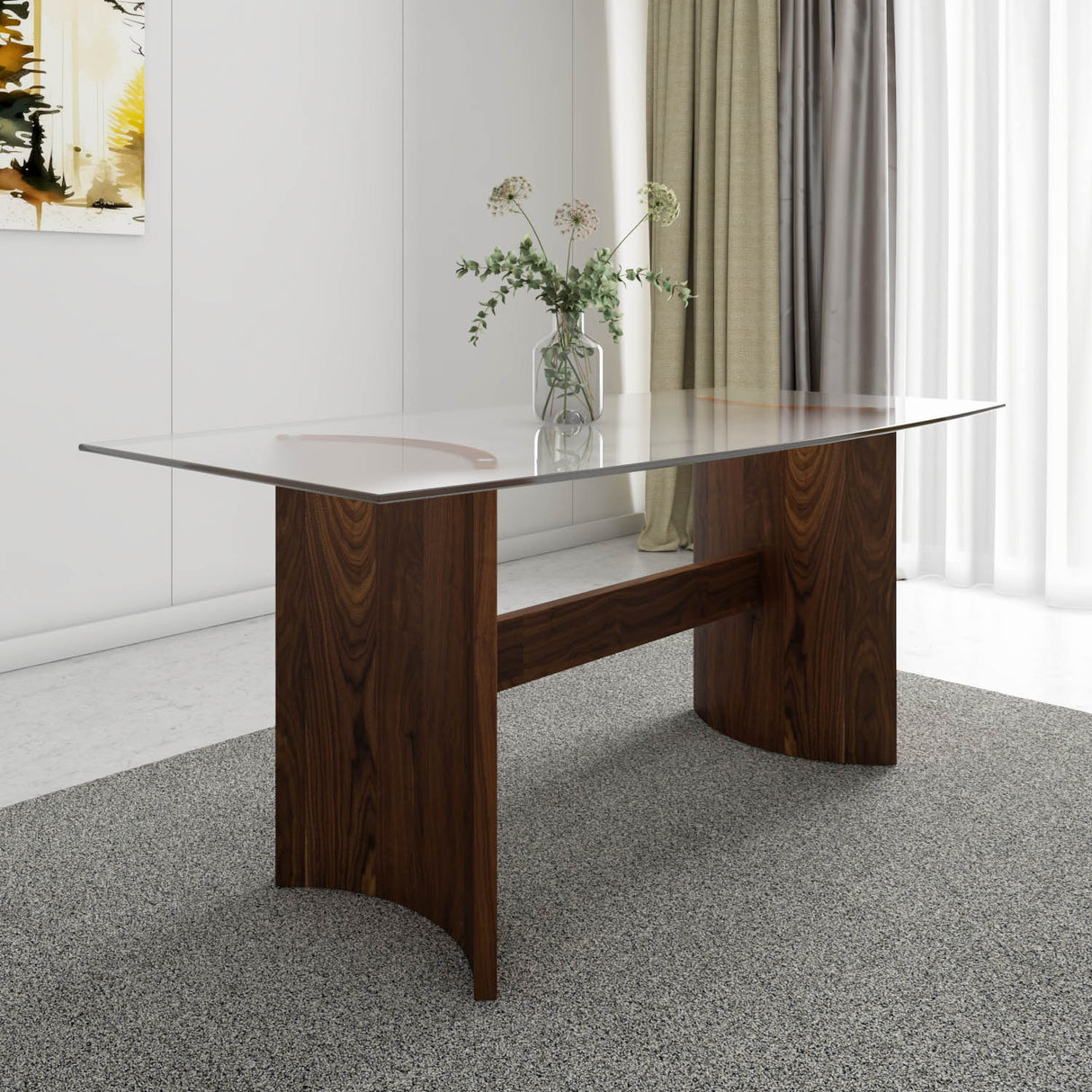 Nilkamal Ellipse 6 Seater Glass Top Dining Table (Brown)