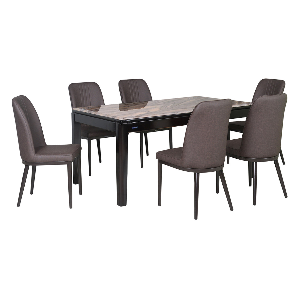 Enoc + Elena 6 Seater Dining Set (Walnut) - Slight Side View