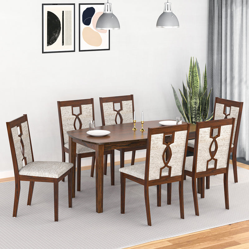 Elanza Solid Wood 6 Seater Dining Set (Antique Cherry) – Nilkamal Homes