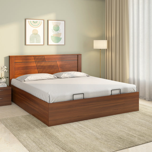 Nilkamal Electra Prime Bed with Semi Hydraulic Storage (Walnut) - 02