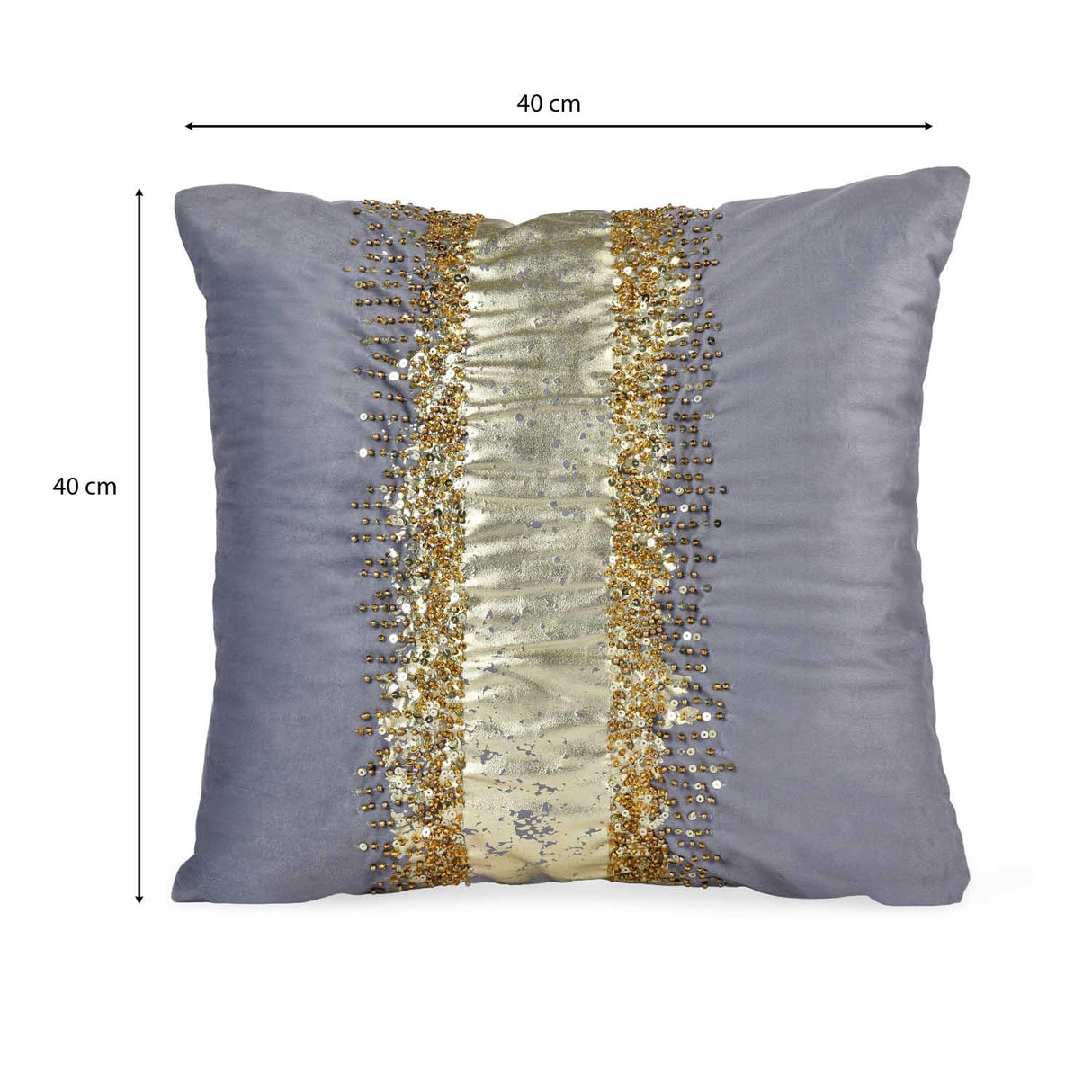 Patch Pattern Polyester Cushion Cover- Gold and Grey