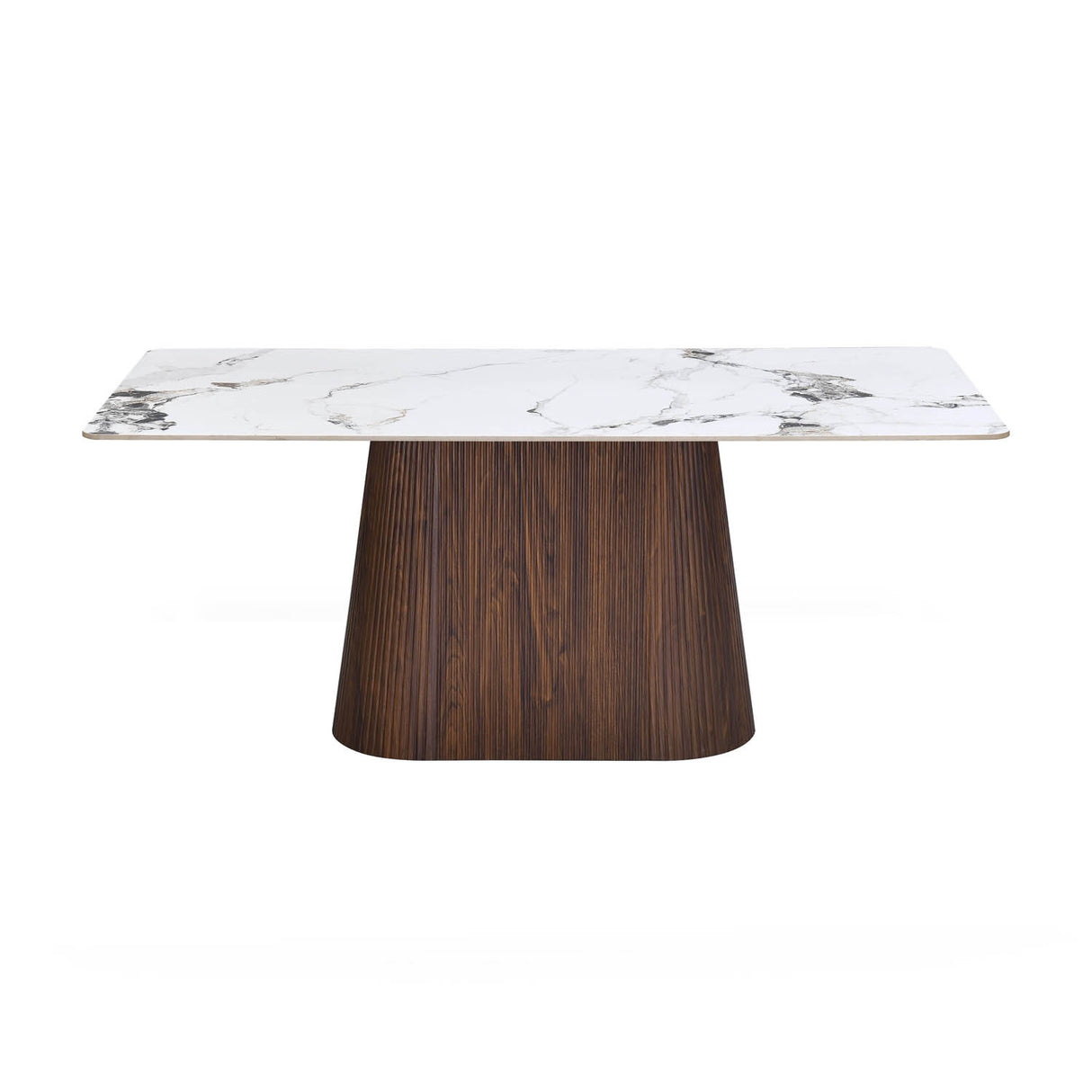 6 Seater Allune Ceramic Dining Set with Flinda Base and Tierra Chairs- Ash White