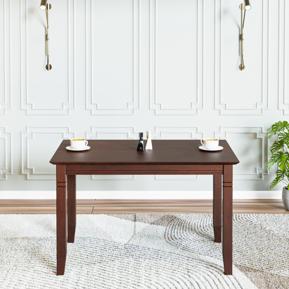 Floret 4 Seater Dining Table (Walnut) - Front View-2