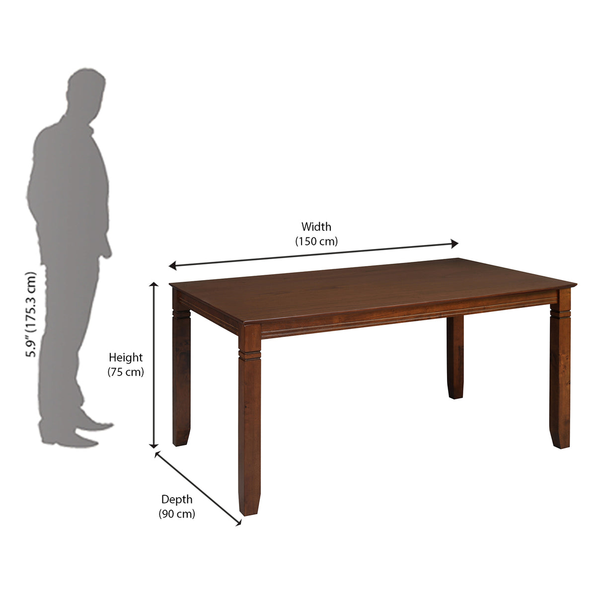 Floret 6 Seater Dining Set With Bench (Walnut)