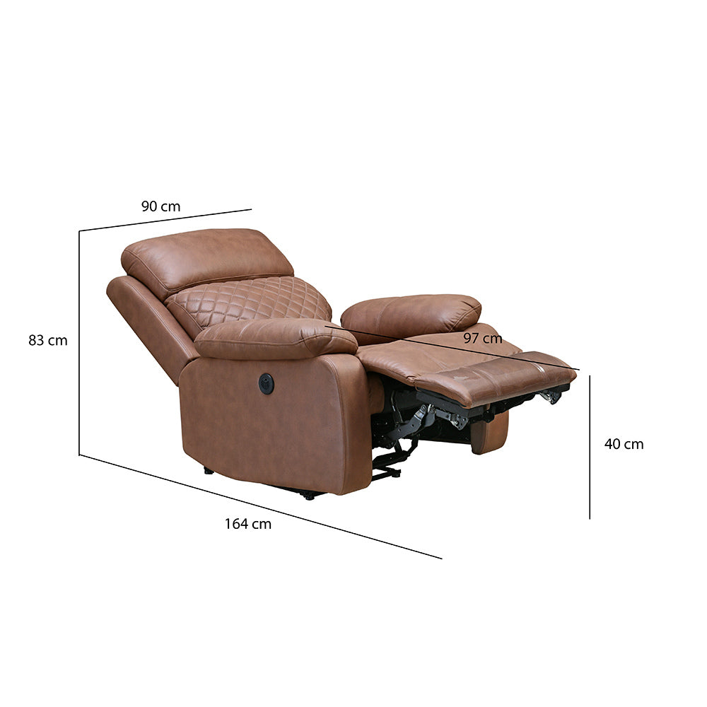 Nashville 1 Seater Electric Sofa Recliner (Brown)
