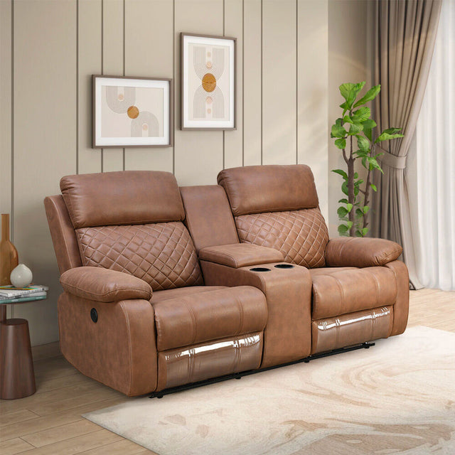 Nilkamal Nashville 2 Seater Console Sofa Recliner Brown