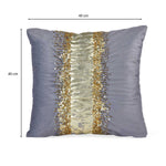 Patch Pattern Polyester Cushion Cover- Gold and Grey