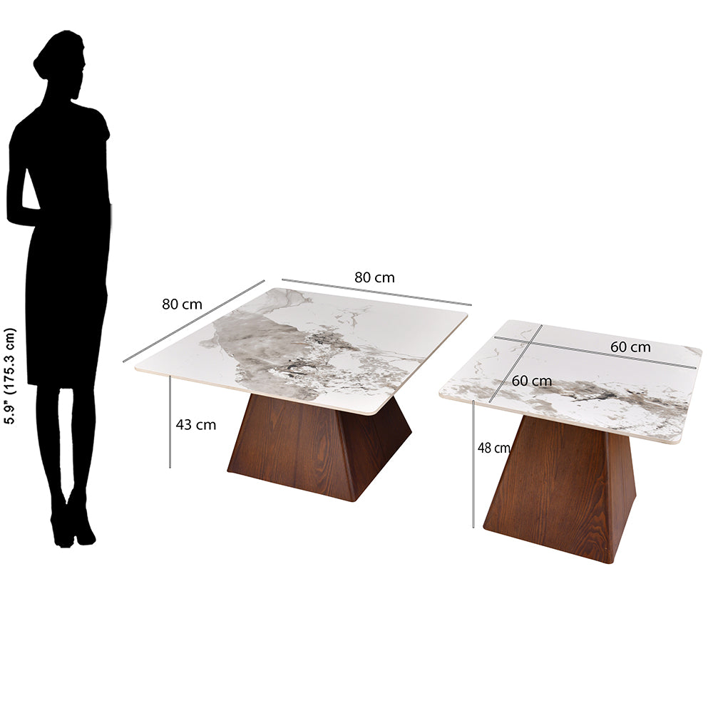 Fuji Ceramic Top Center & Side Table Set (White)