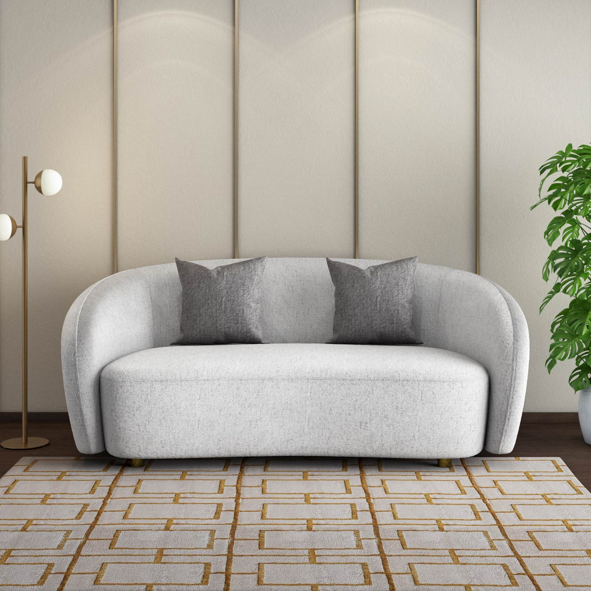 Giorgio 3 Seater Textured Fabric Sofa- Ivory