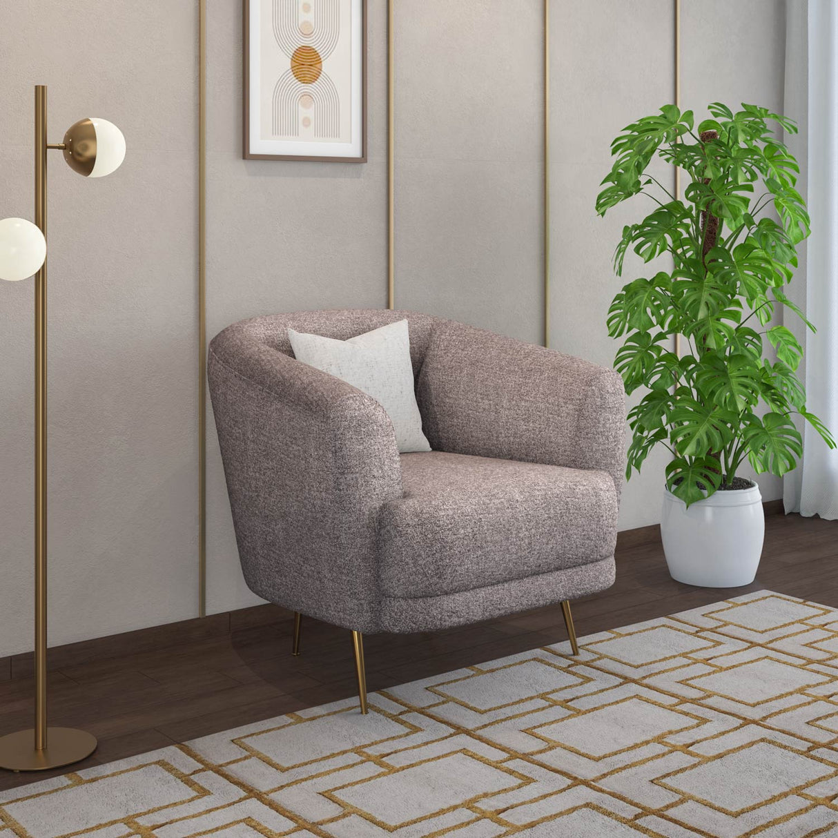 Giorgio Arm Chair Textured Fabric- Brown