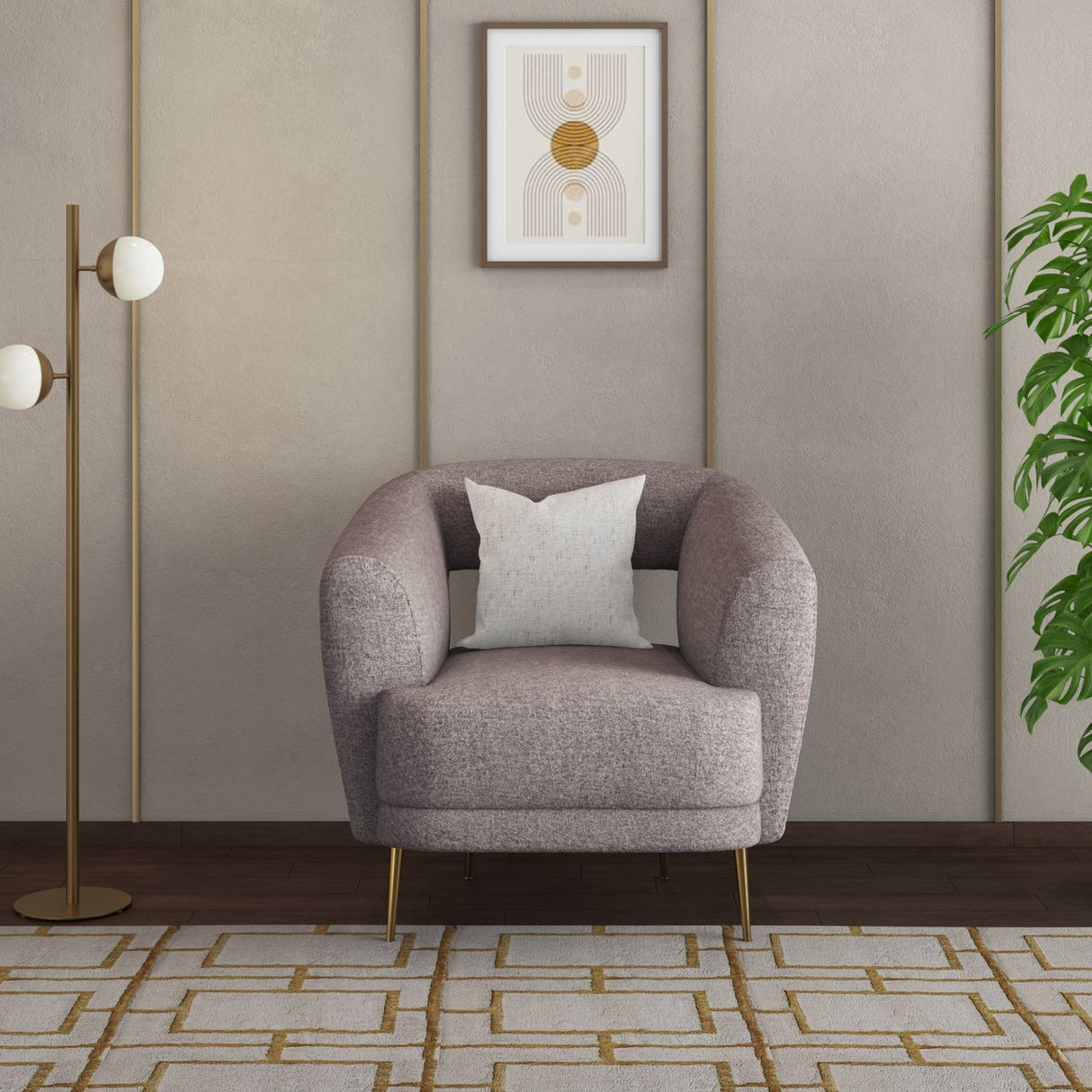 Giorgio Arm Chair Textured Fabric- Brown