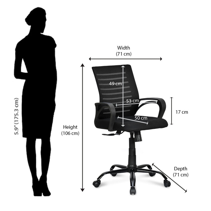 Giza Mid Back Office Chair - Size In Centimeter