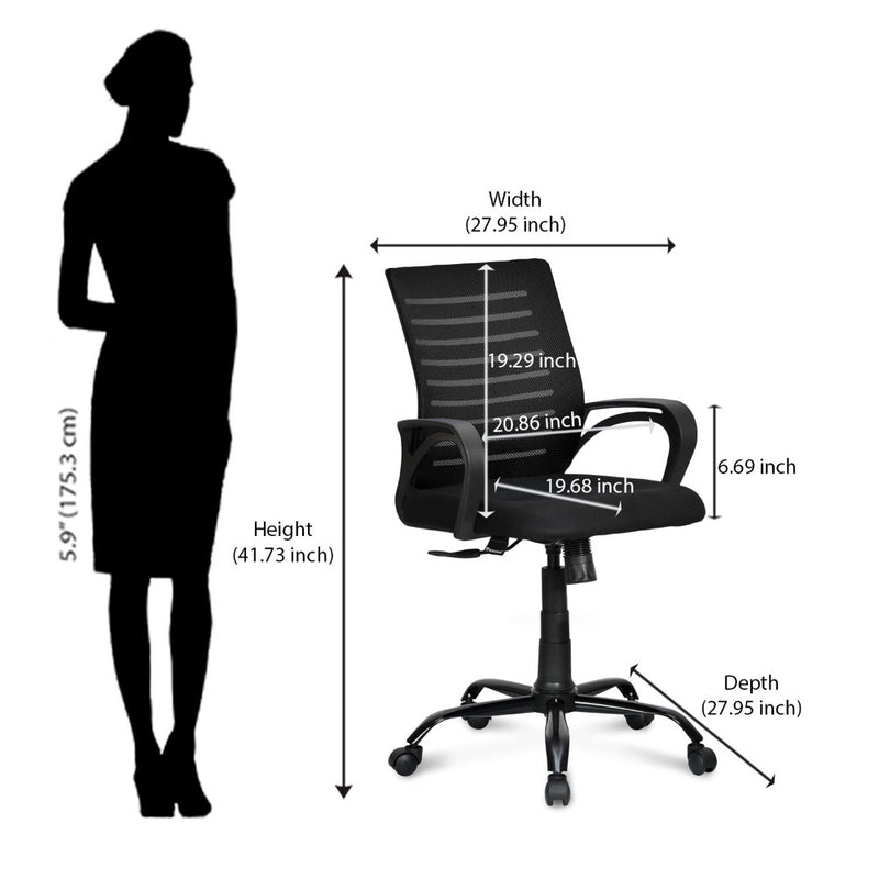 Giza Mid Back Office Chair - Size In Inches
